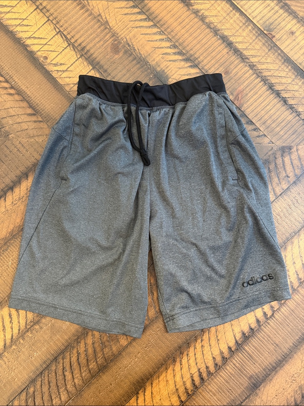 adidas Gray Athletic Shorts with Black Waistband